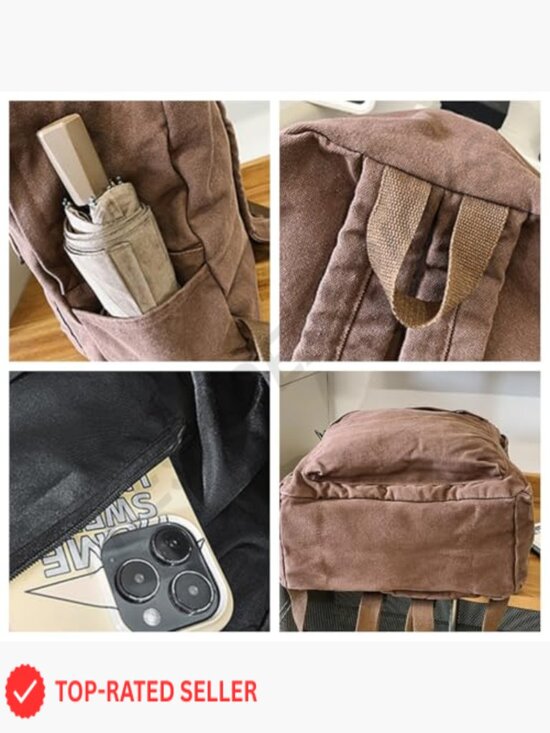 Canvas Backpack Vintage College Laptop Bag Hippie Grunge Casual Travel Rucksack main image 6